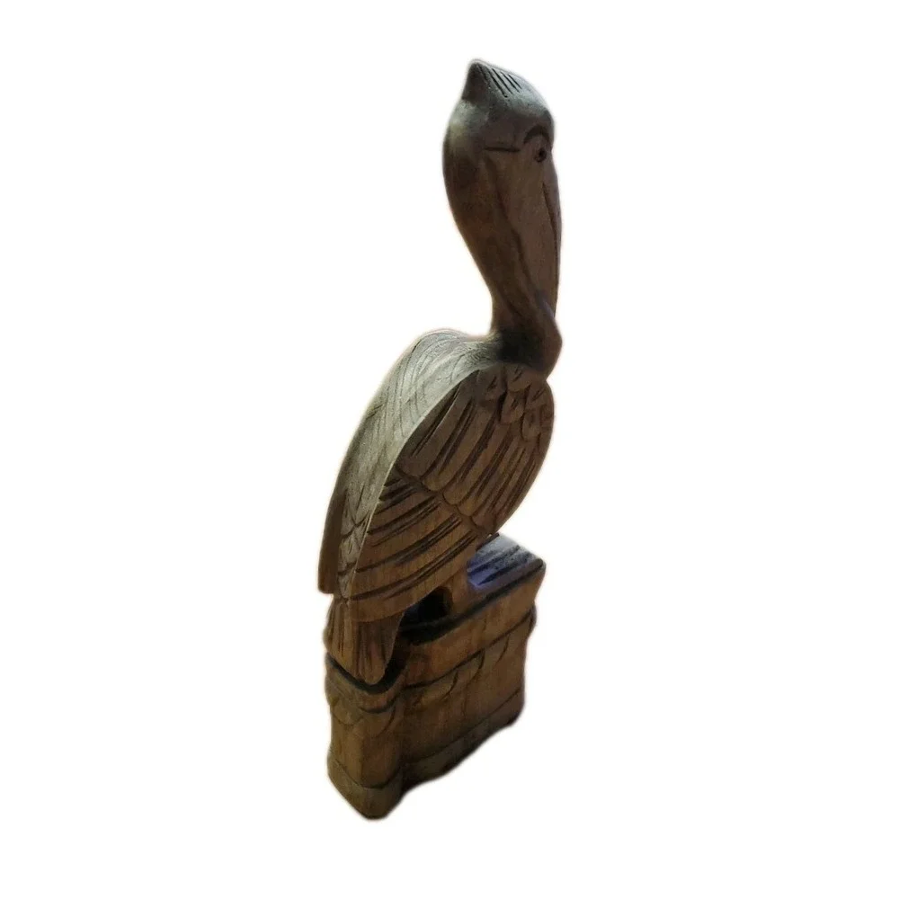 Vintage Hand Carved‎ Wooden Pelican Bird Folk Art Primitive Statue 12
